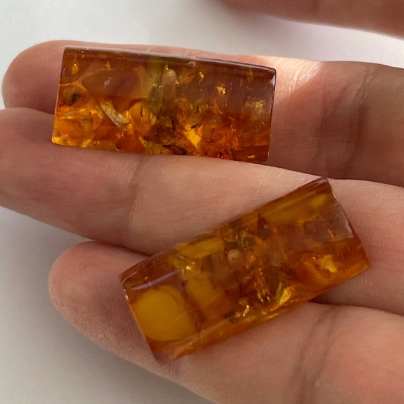 Genuine Baltic amber silver tone cuff links - Picture 7 of 7